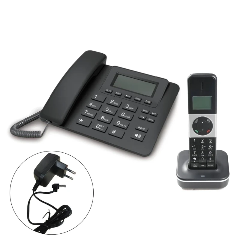 D2002TAM-D Landline Fixed Telephones Desk Phone Caller Identification Cordless Phone with Answering Machine Set