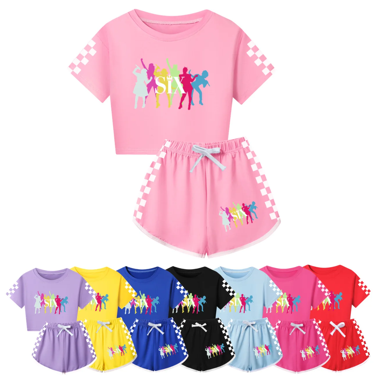 

Six The Musical Clothing Set Girls Summer Kids midriff-baring T shirt +Pants 2-piece set Baby Clothing Sport outfits Pyjamas