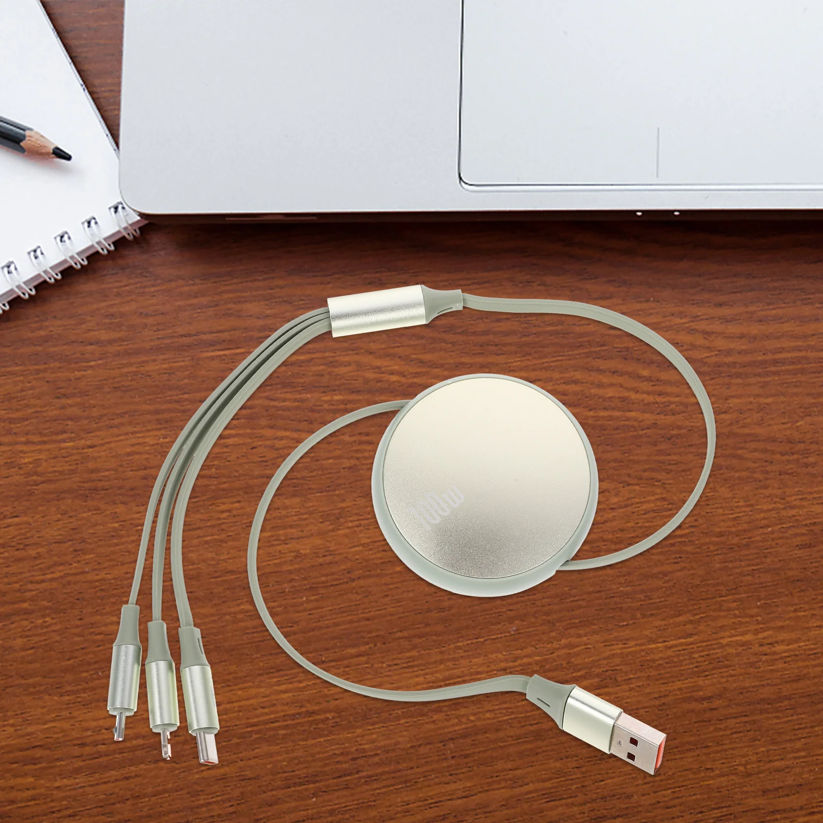 

Type-C Fast Charging Cable Retractable Portable Compact Lightweight Mobile Phone Data Transmission Green for Travel