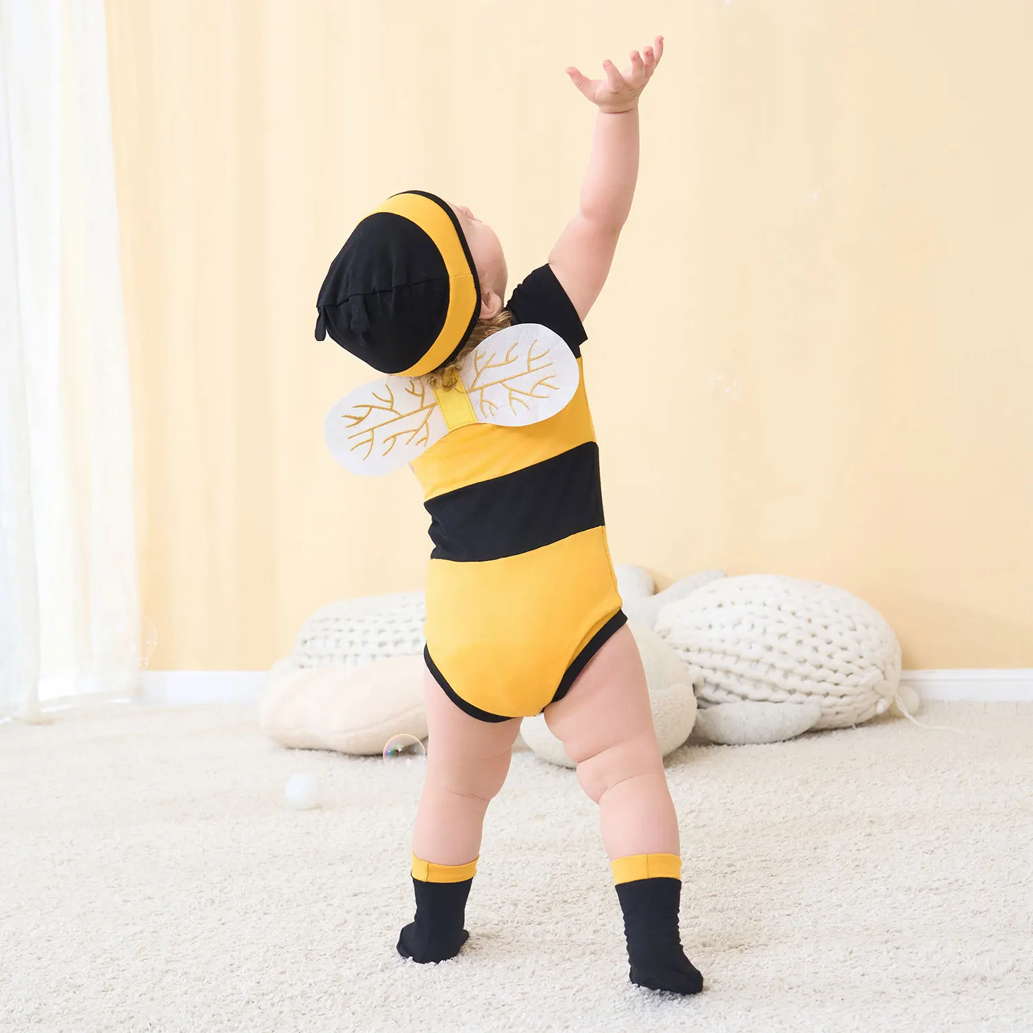 Umorden 1-12M Baby Boys Girls Honeybee Bee Costume Bodysuit Hat Wings Socks Set Birthday Photography Fancy Dress