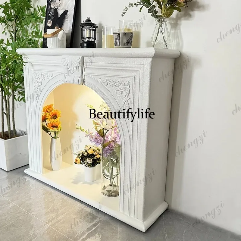 CC182 French fireplace porch decorative cabinet carved retro fireplace rack American living room decoration