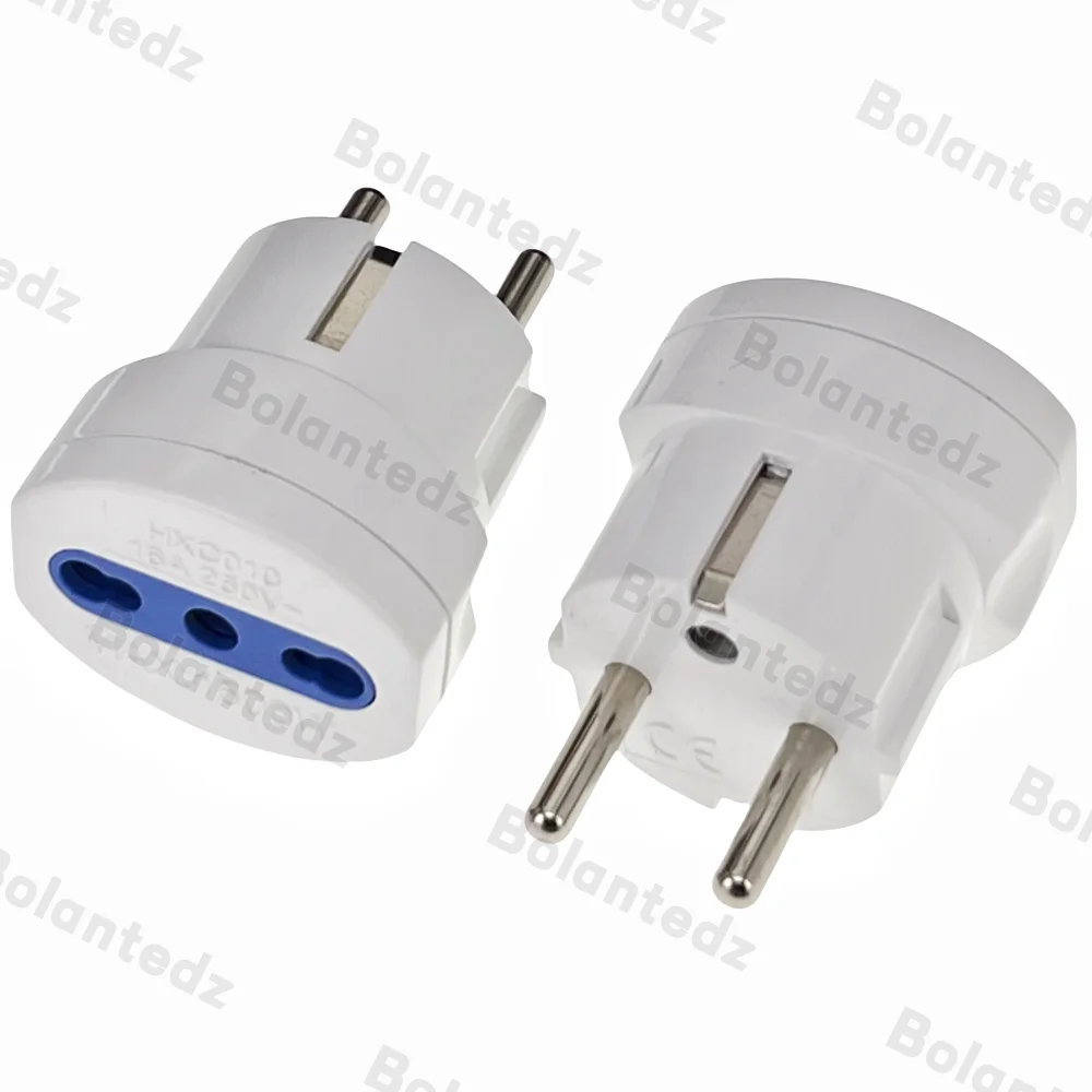 Bolantedz 1Pcs Italy To EU Plug Adapter Type-F Power Converter IT To Schuko European Travel France Korea Russia