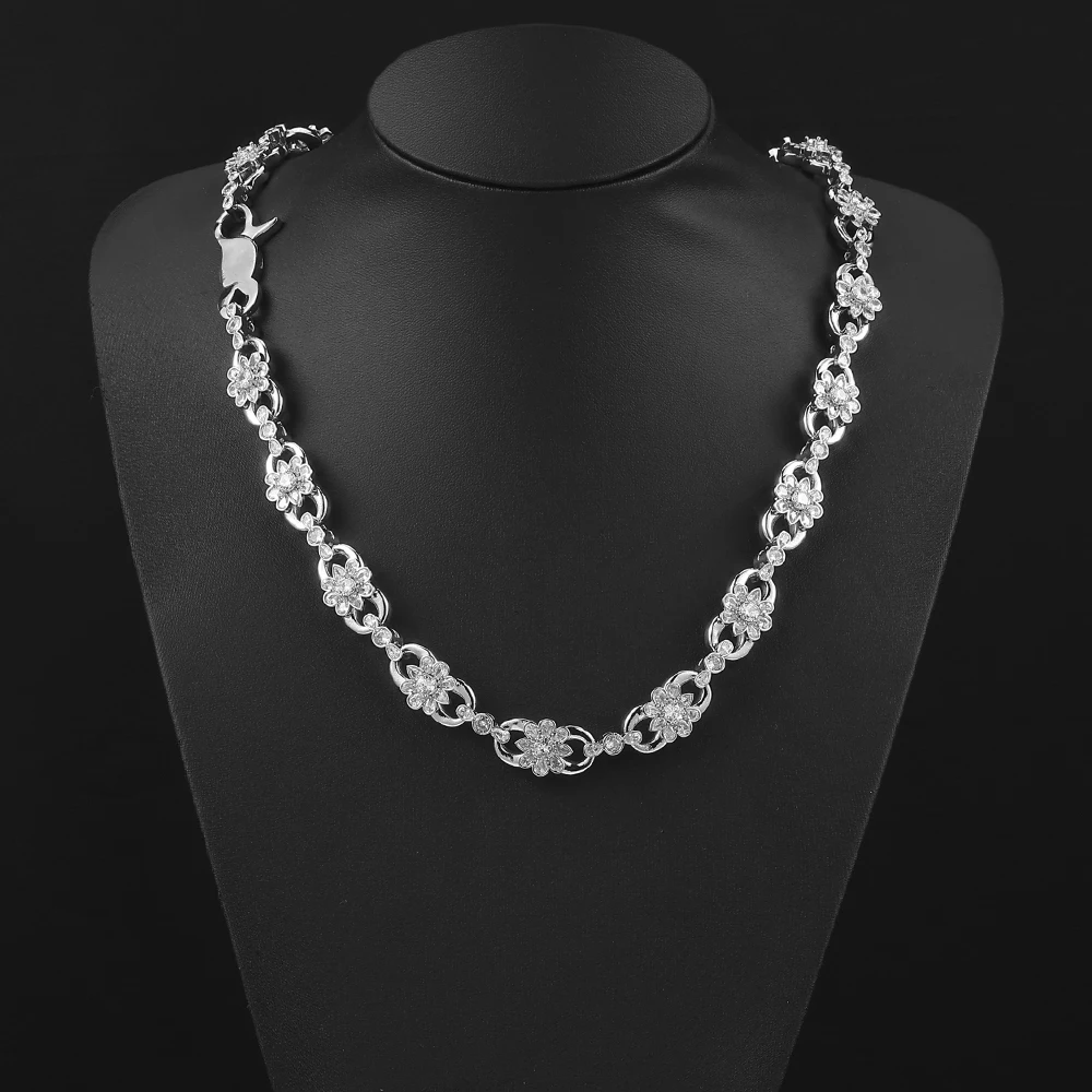 HHIOK 2026 New Hip Hop Jewelry 11mm Flower shaped 8-shaped Cuban Chain Shining Brass 5A CZ Necklace Men's and Women's Gifts