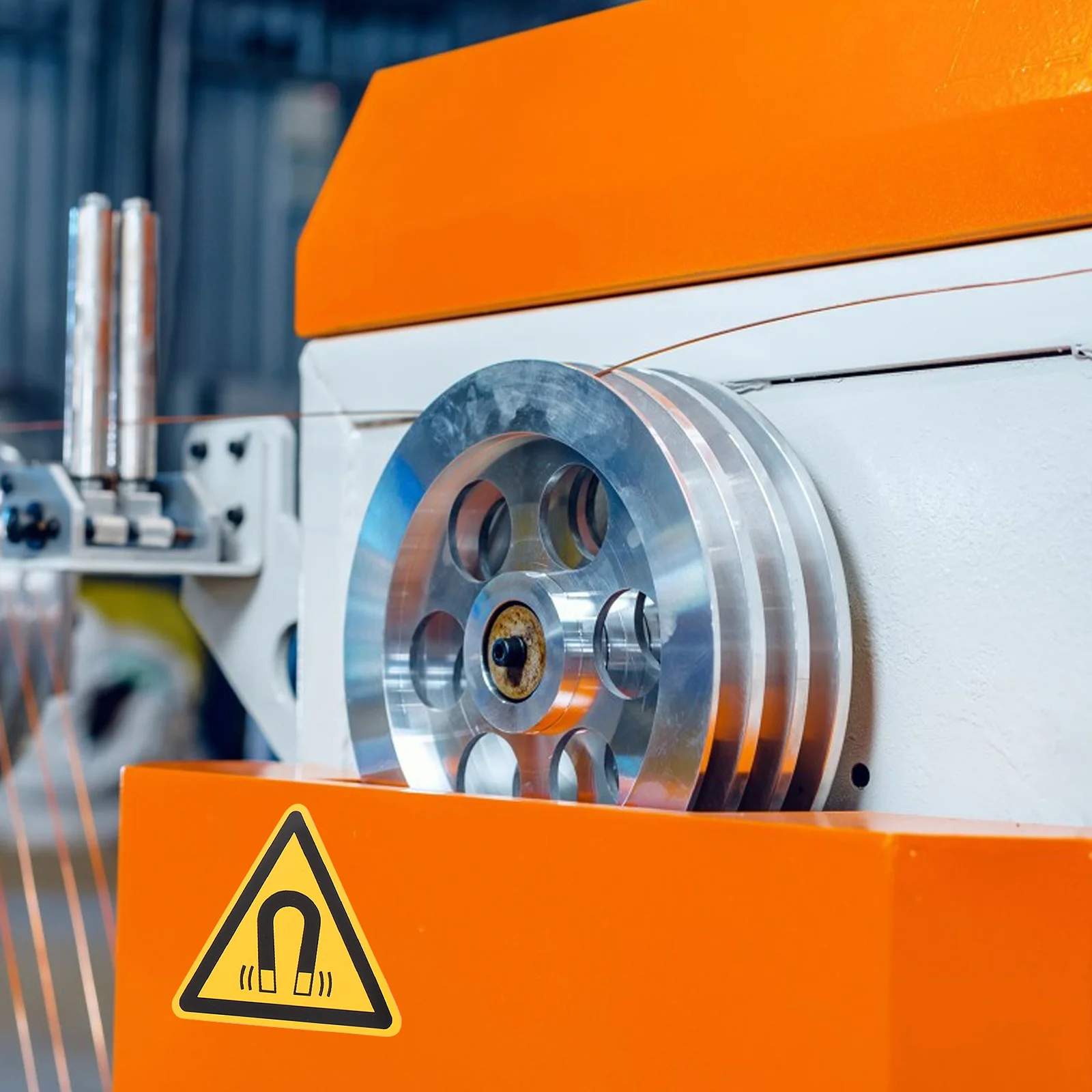 สติกเกอร์ป้องกัน 10 ชิ้น สำหรับผู้ปฏิบัติงานเครื่องจักร กันน้ำ ป้ายเตือนความปลอดภัยสนามแม่เหล็ก ใช้ได้ทั้งภายในและภายนอกอาคาร ตามมาตรฐาน