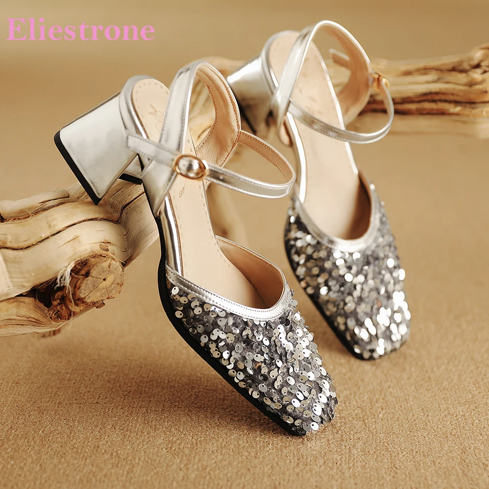 

Summer New Mature Gray Black Women Slingback Sandals Fashion Sqaure Toe High Heels Lady Shoes Plus Small Big Size 32 43 48