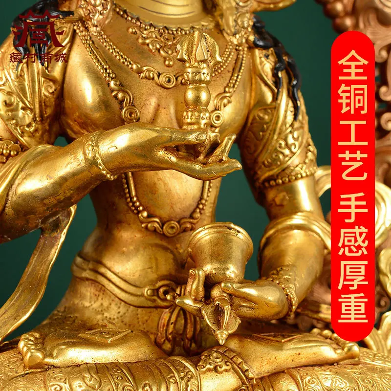 Fully gilded copper statue of Vajrasattva with backlight for the entrance hall