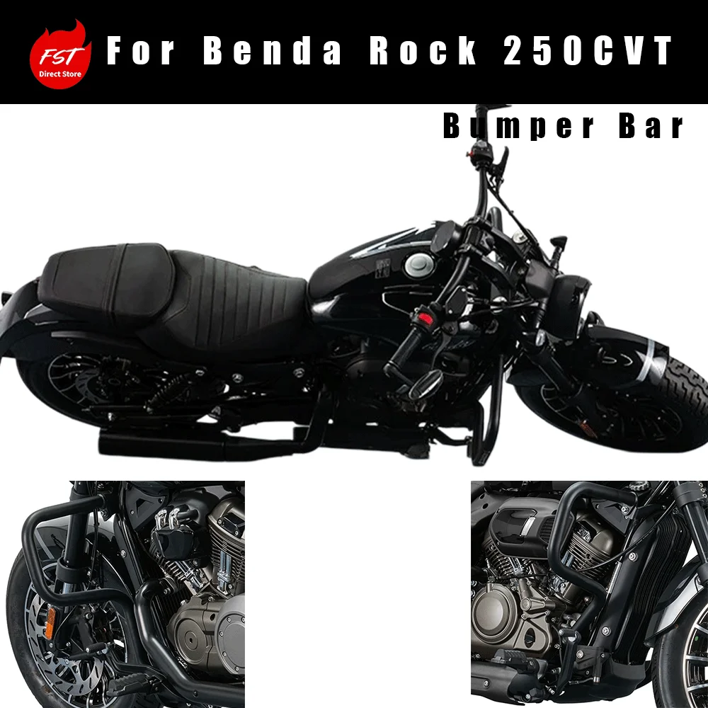 Crash Bar Fits Benda Rock 250CVT, Motorcycle Bumper Anti‑Fall Bar Anti‑Drop Protection
