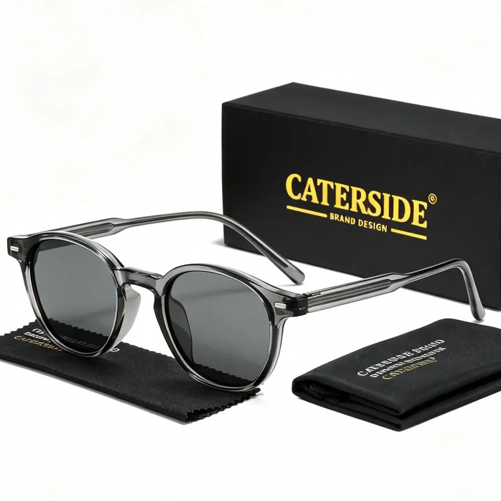 CATERSIDE Vintage Herren-Sonnenbrille mit polarisierten Gläsern, hochwertiger Tr-90-Rundrahmen, dekorative Damenbrille für Outdoor-Fahrten und Reisen – Detail 18