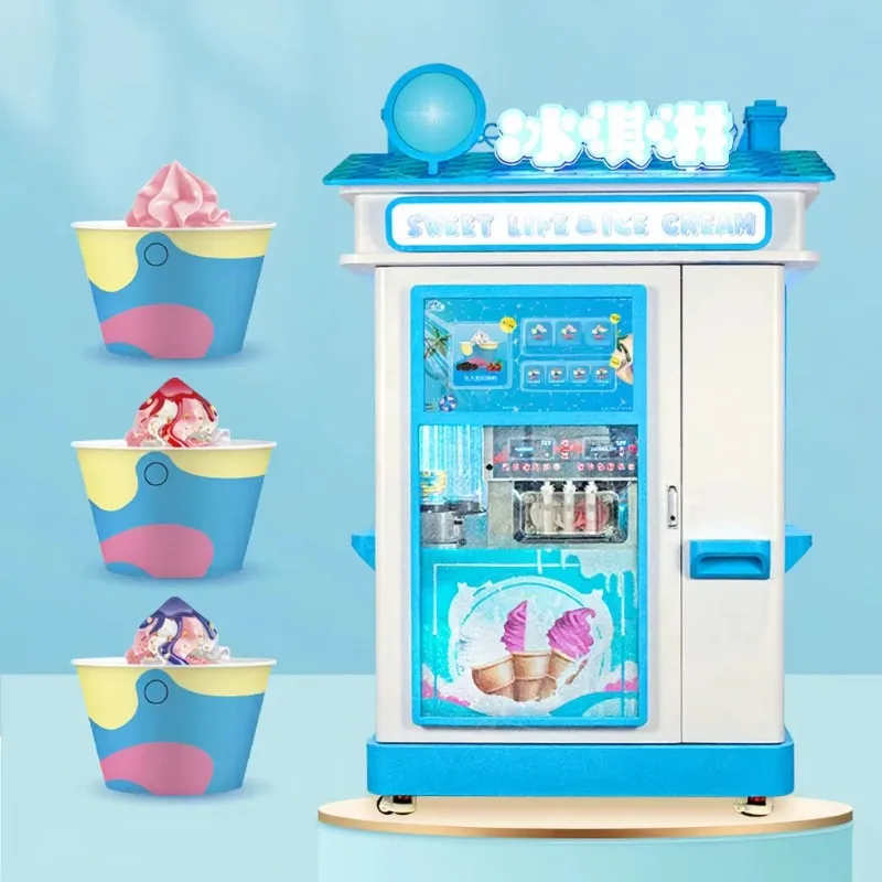 Safety Monitoring Ice Cream Vending Machine Real‑time Working Status Check Anti‑theft Lock Unmanned Commercial Ice Cream Selling