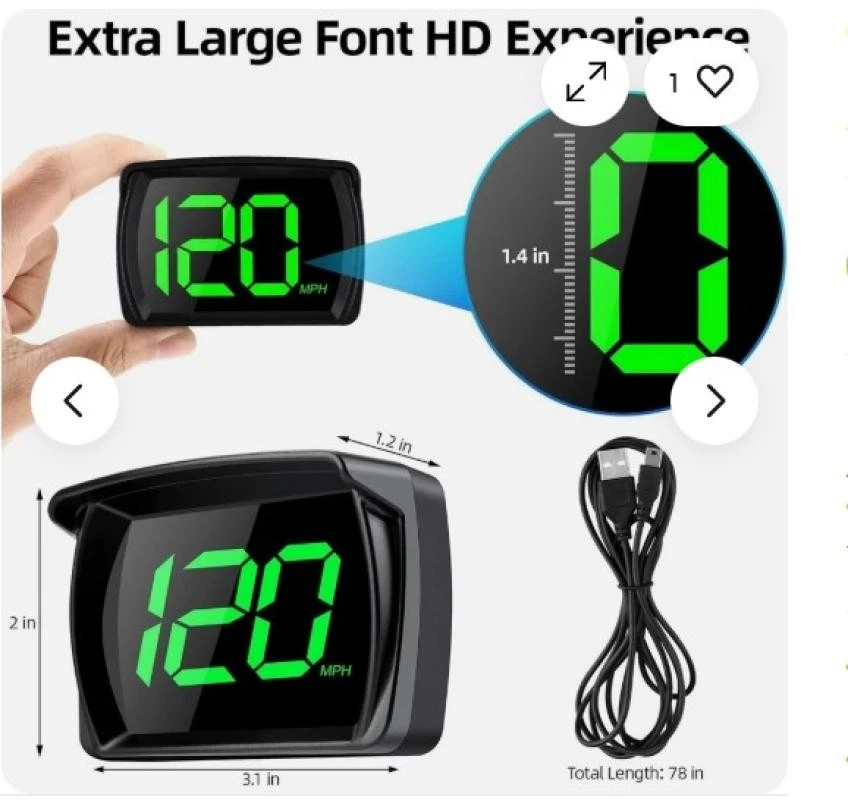 Universal GPS HUD Head Up Display Windshield Projector Digital Car Speedometer with Overspeed Warning MPH KMH Plug and Play for Trucks SUVs