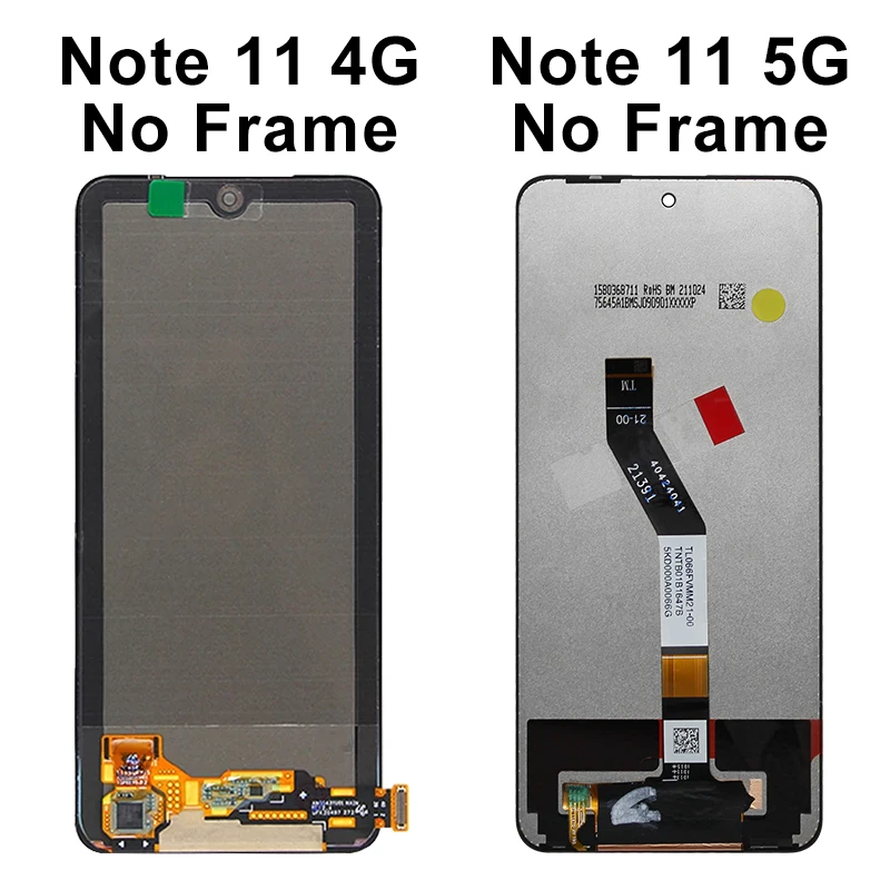 AMOLED For Xiaomi Redmi Note 11 5G 21091116AC LCD For Global Redmi