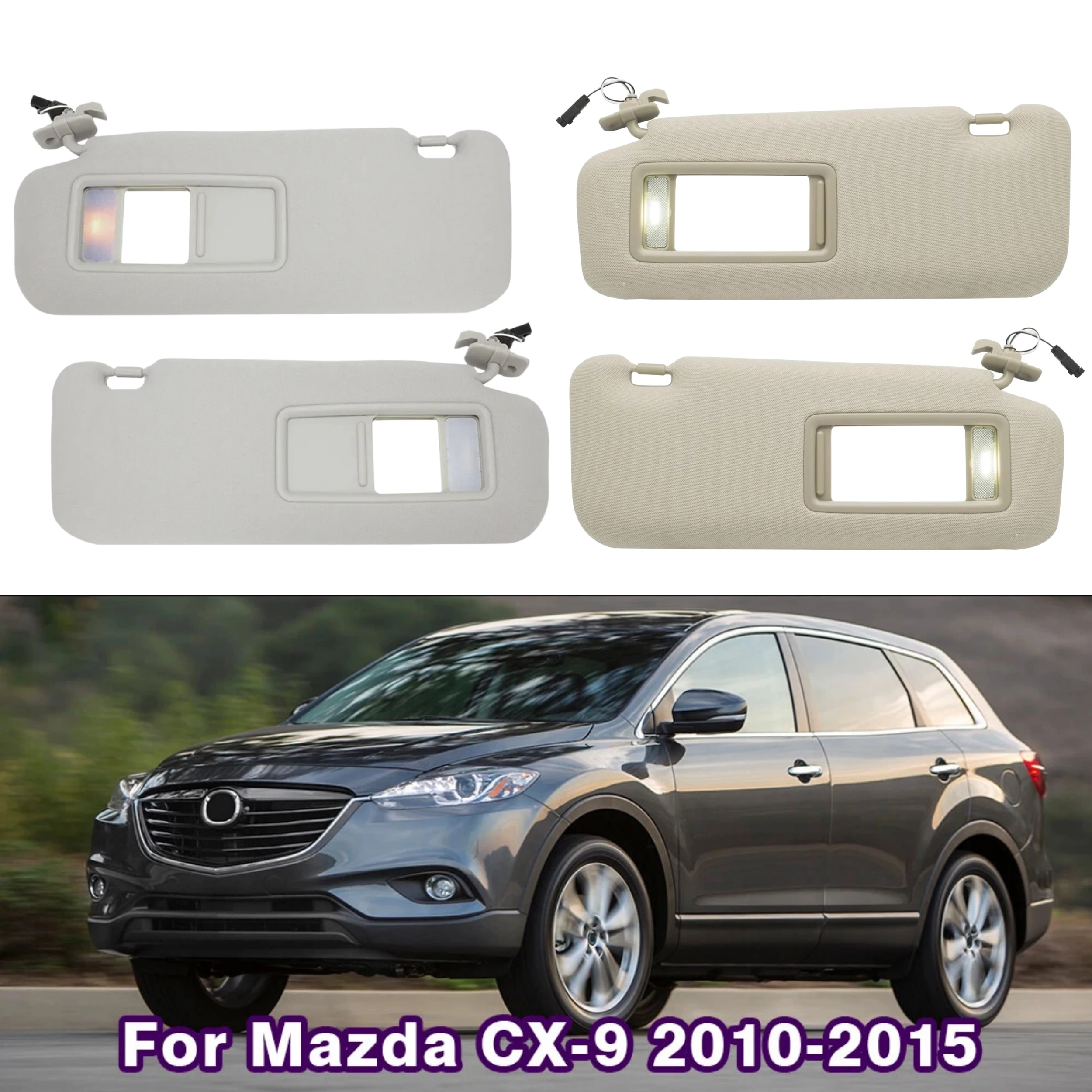 

Автомобильный солнцезащитный козырек с фонарями для Mazda CX-9 2010 2011 2012 2013 2014 2015, левый солнцезащитный козырек для водителя, передняя солнцезащитная панель для правого пассажира