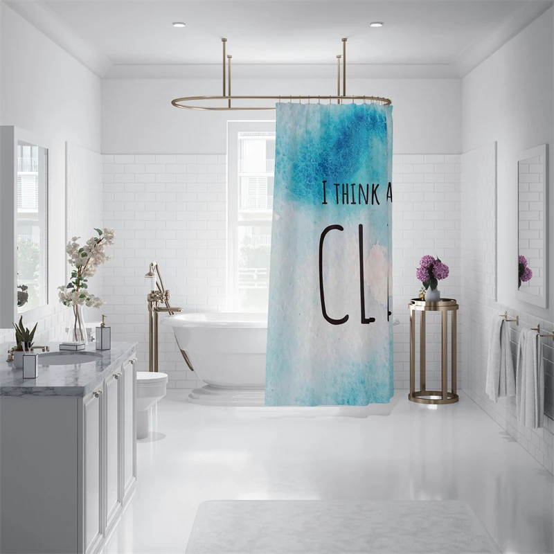 Gaslight Gatekeep Girlboss أعتقد أنني أخيرًا مجموعة ستائر الدش النظيفة مع الحلقات والخطافات لديكور الحمام