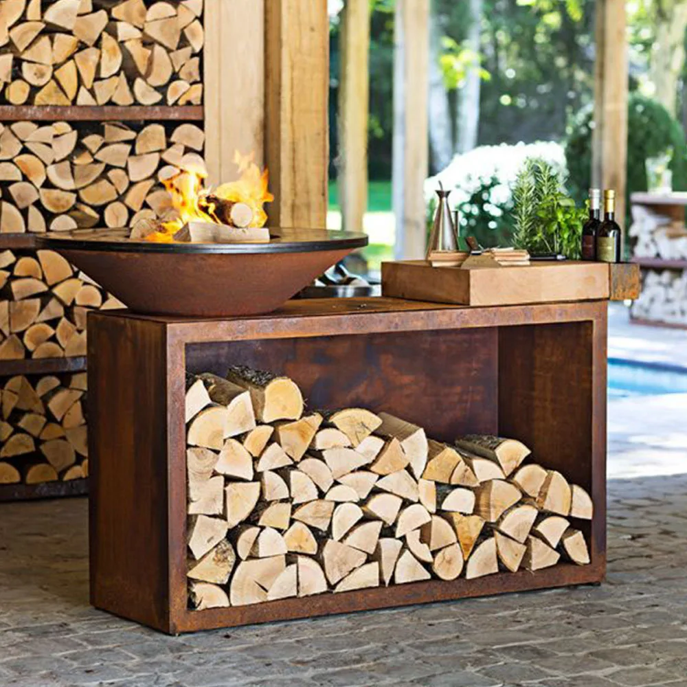Outdoor Barbecue Grill for Charcoal Barbecue Corten Steel for Sale