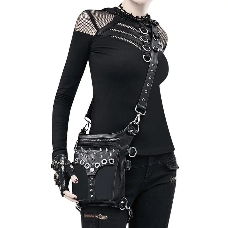 Steampunk Retro Motorcycle Bag Pu Waist Bag Cycling Single Shoulder Messenger Bag Female Fanny Pack Belt Bag