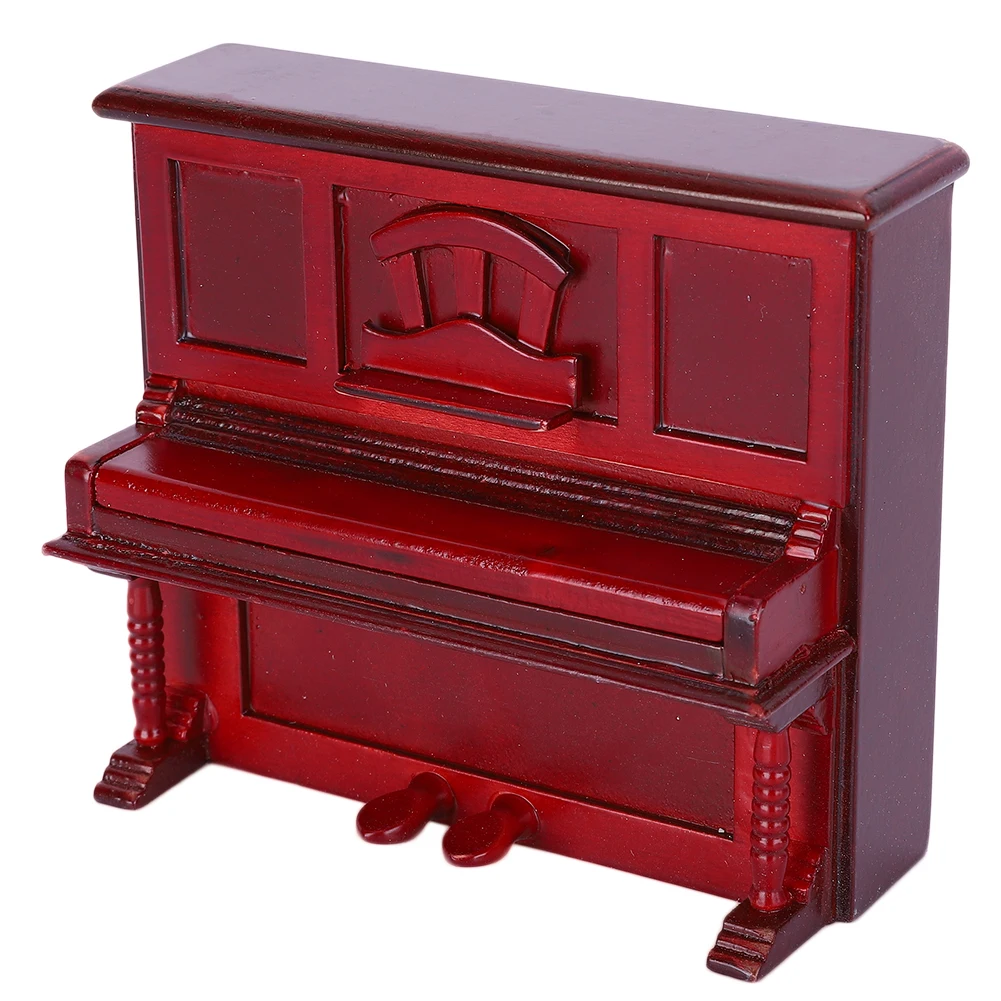 ZK40 1:12 Doll House Miniature Wood Piano Toy Dollhouse Decoration AccessoriesRed