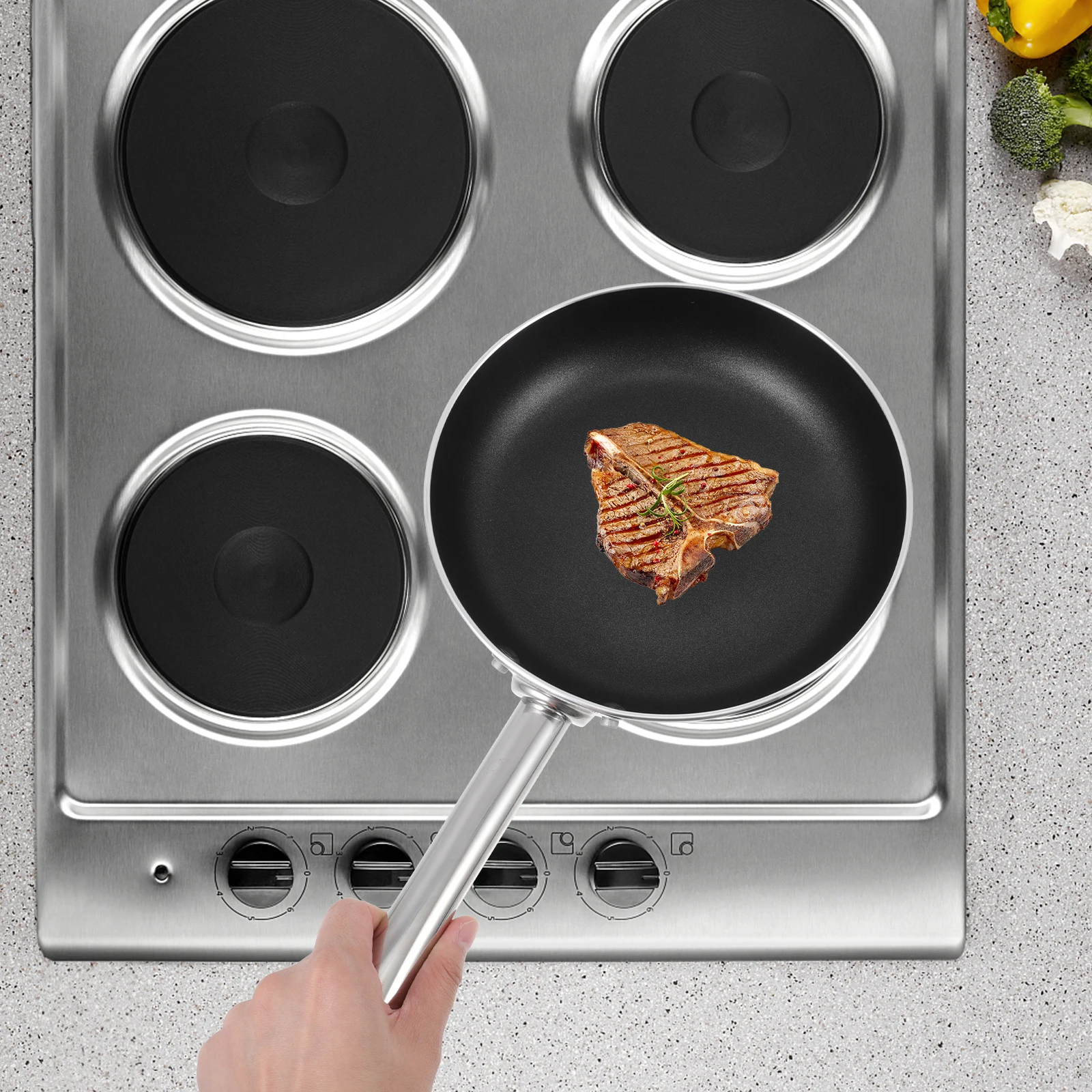 

Aluminum Alloy Frying Pan Non stick Steak Pancake Cookware Portable H Black Sturdy For Home Kitchen Restaurant Gift