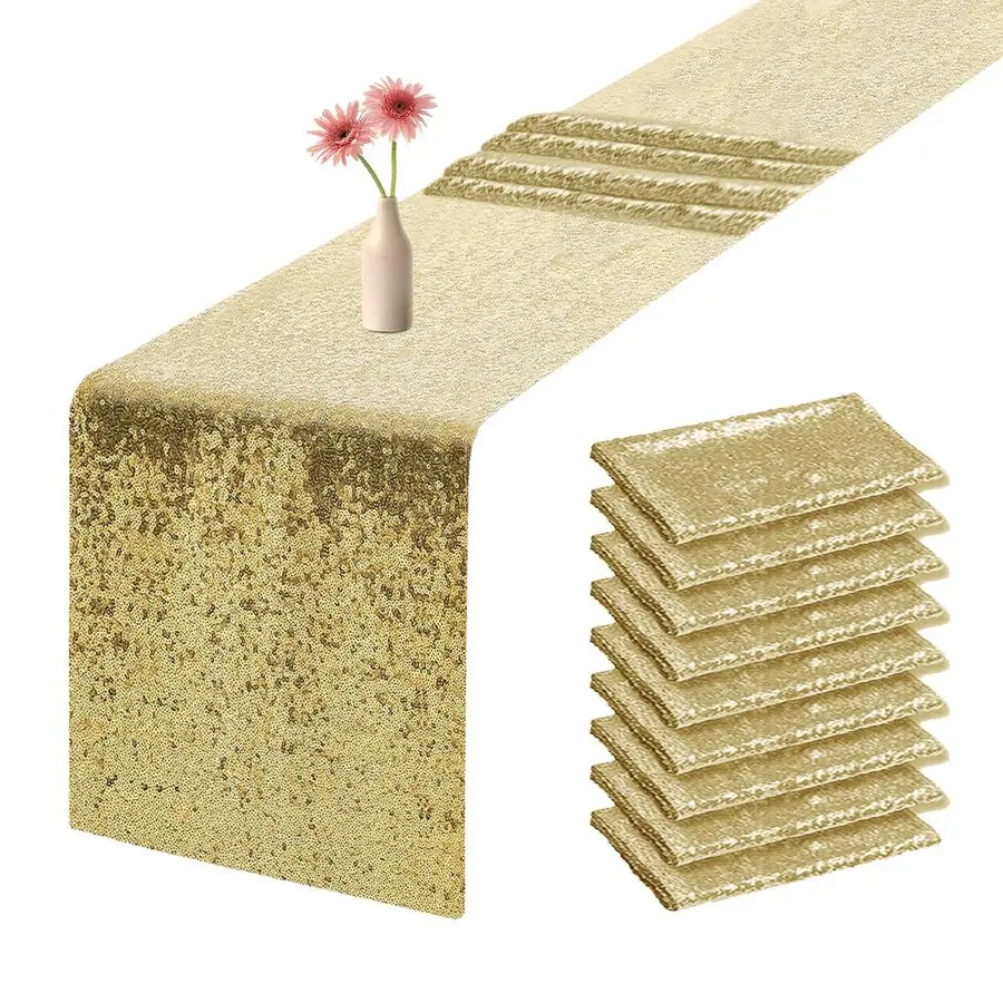 

Скатерти-дорожки с пайетками, блестящие скатерти-дорожки для праздничных мероприятий, 10 шт., золотые