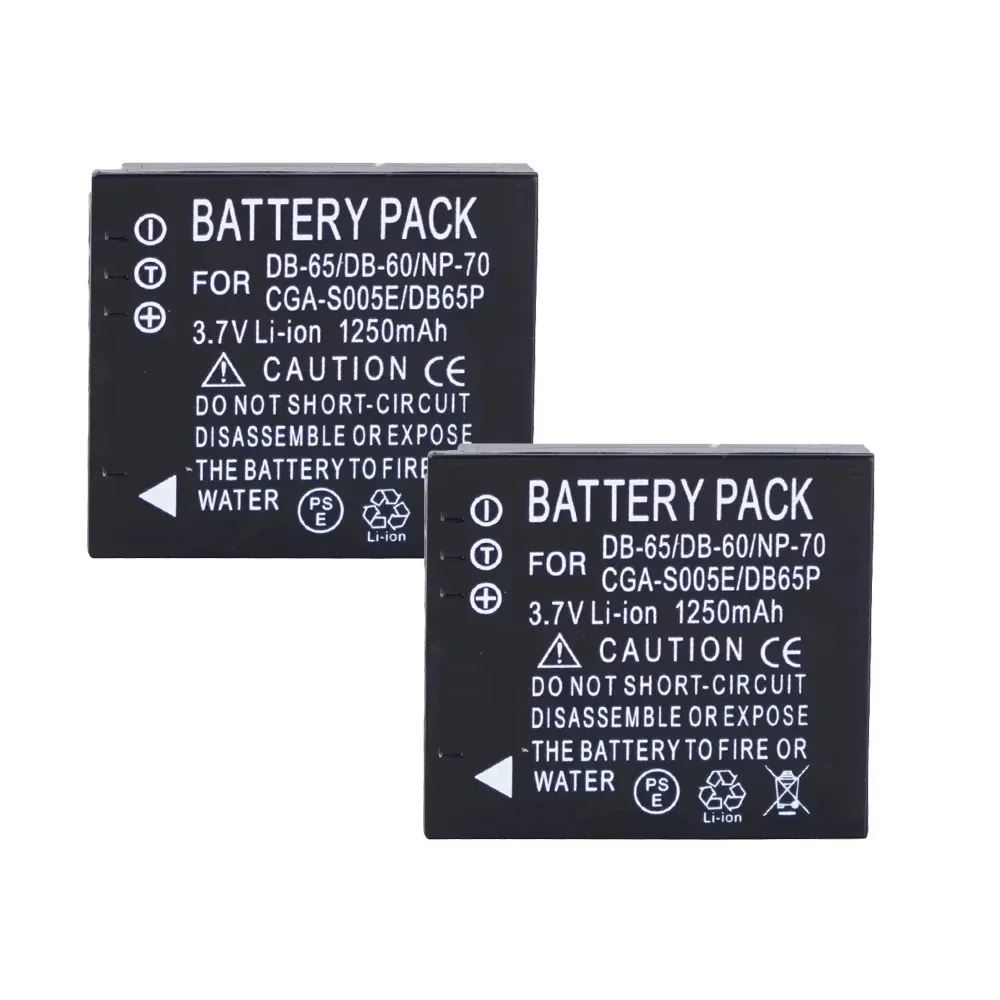 3.7V 1250mAh NP-70 Rechargeable Battery for Panasonic NP-70 D-LI106 DB-60 DB-65 DMW-BCC12 CGA-S005E High-capacity Battery