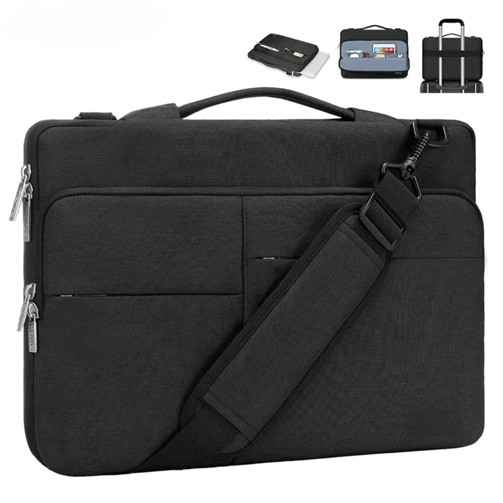 

15-16 Inch Laptop Shoulder Bag Unisex Zipper can be hung on a suitcase