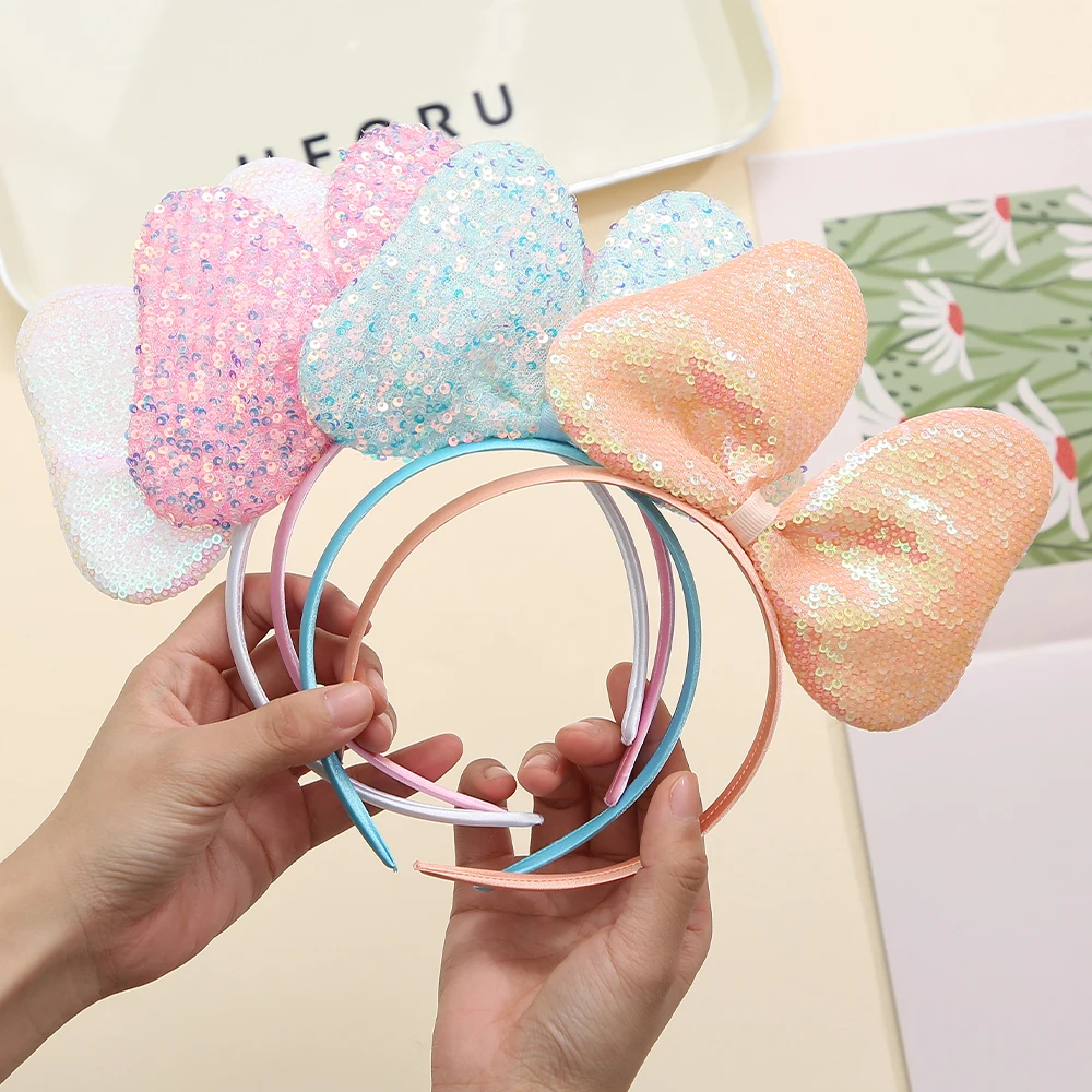 Big Bows Headband for Girls Sparkle Colorful Headbands Holiday Party Birthday Glitter Bow Hair Accessories