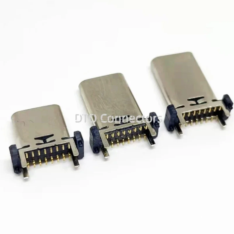 10PCS TYPE-C 16PIN vertical SMT mount 180 degree SMT base widened with column height, copper plated with gold 3U