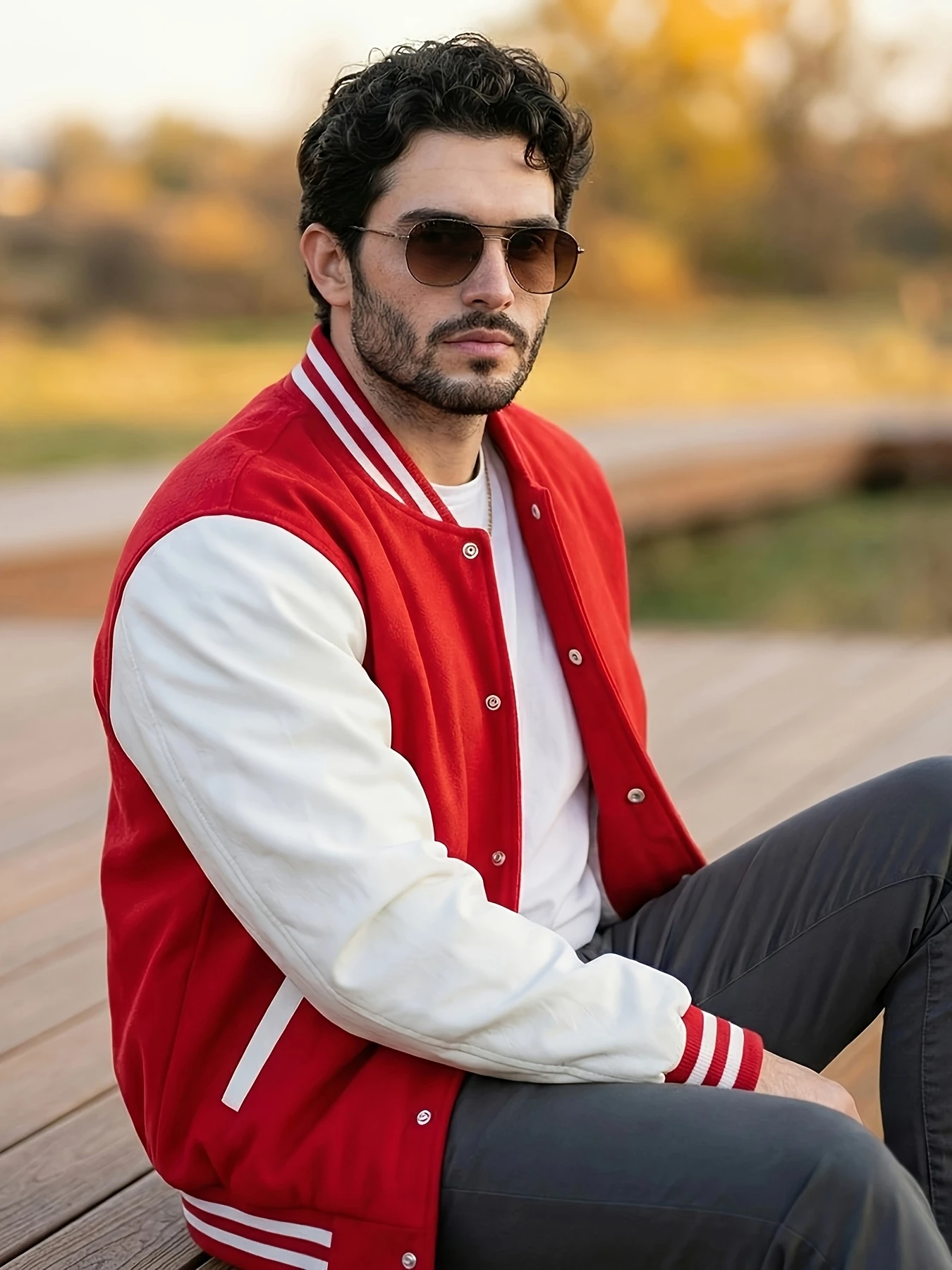 American Retro Korean White Contrasting Jacket Striped Patch Jacket Versatile Loose Jacket for Spring and Autumn