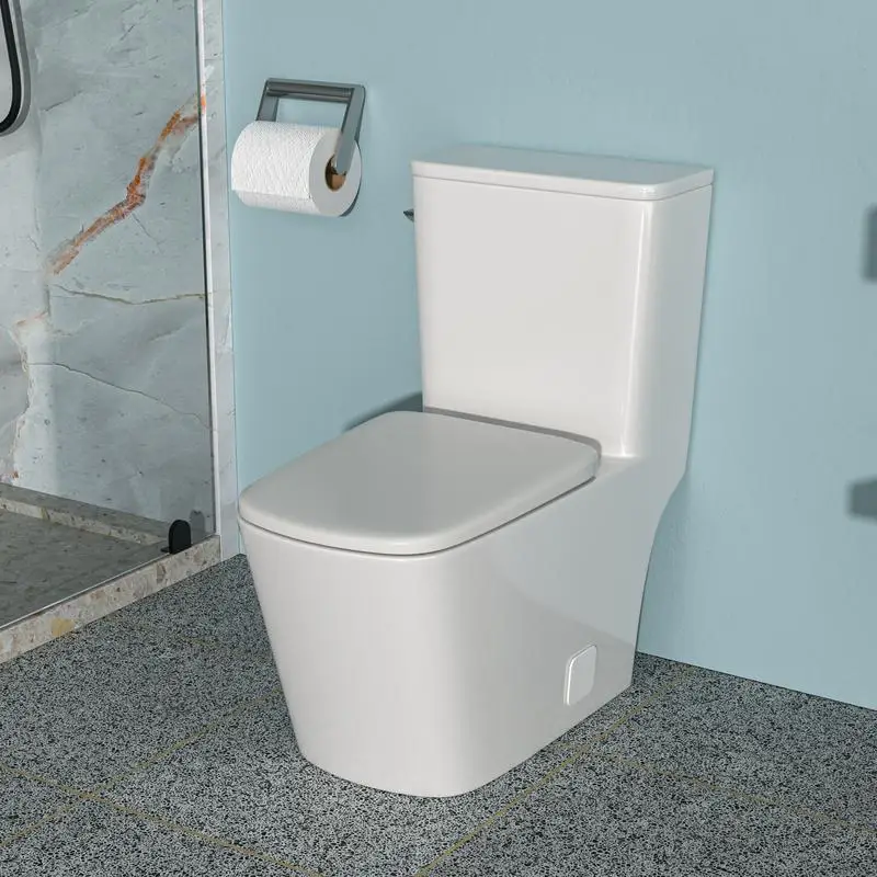 

Ceramic Single Flush Toilet with Soft-Close Seat - Modern Design, Space-Saving and Comfortable for Any Bathroom
