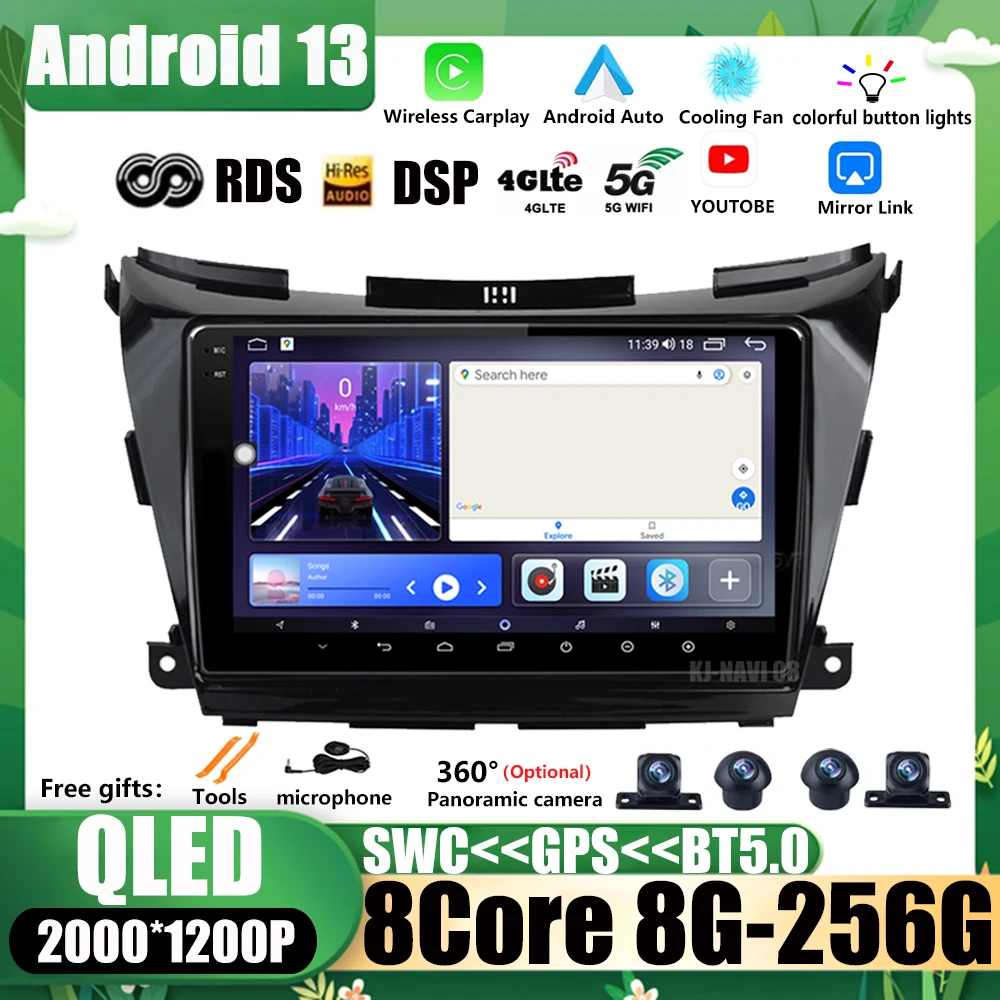 

Android 13 Car Radio IPS For Nissan Murano Z51 2014 - 2020 DSP Multimedia Stereo Player GPS Video Head Unit WIFI 4G BT