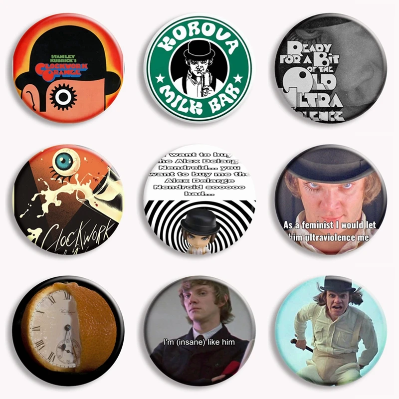 

Classic Movie A Clockwork Orange Button Pin Crime Retro Film Aesthetic Brooch Badge Bag Accessories Fans Collect Friends Gift