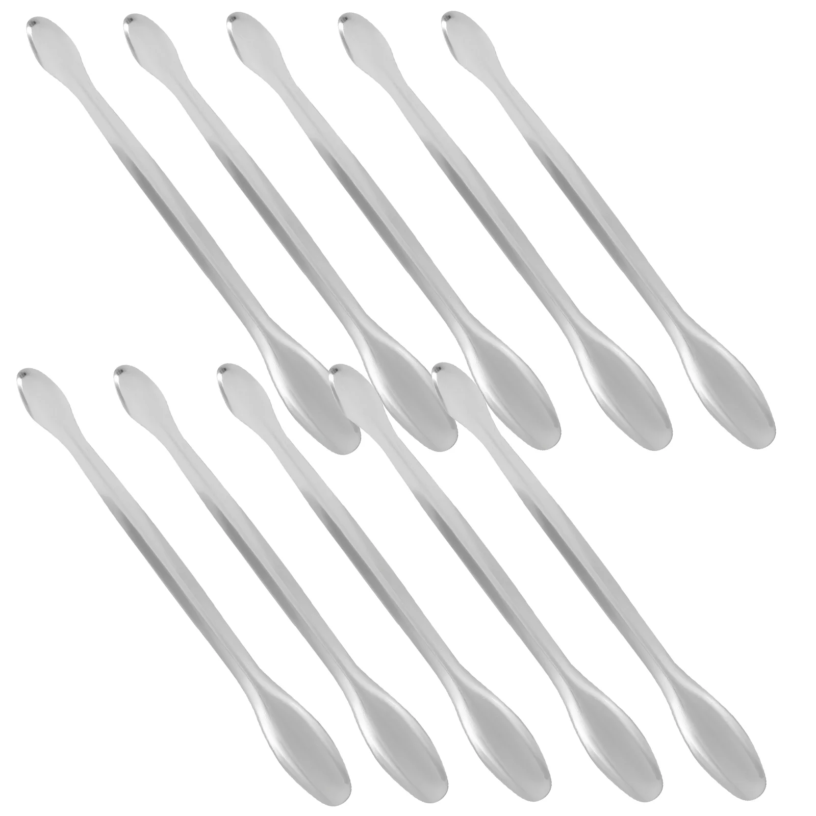 10 Pcs Stainless Steel Medicine Spoon Sampling Spoons Laboratory Scoop Mini Baby Experiment Double-head Measuring Tablespoon