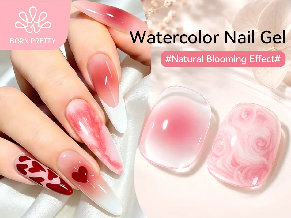 BORN PRETTY 10ml Aquarell-Nagelgel-Lack Klarer Marmor-Gradienten-Effekt Malgel für Herbst und Winter DIY Nagelkunst-Dekoration – Detail 4