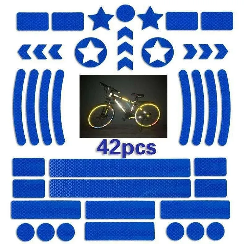 42Pcs/set Self-adhesive Reflective Stickers Wheel Hub Rim Reflectors Tape Roadway Night Safety Strip For MTB Scooter Helmet Body