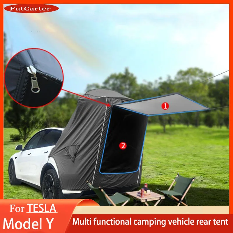 Camping Tent For Tesla Model Y Tailgate Shade Awning Tent Tesla Accessories Anti-Tear & Waterproof