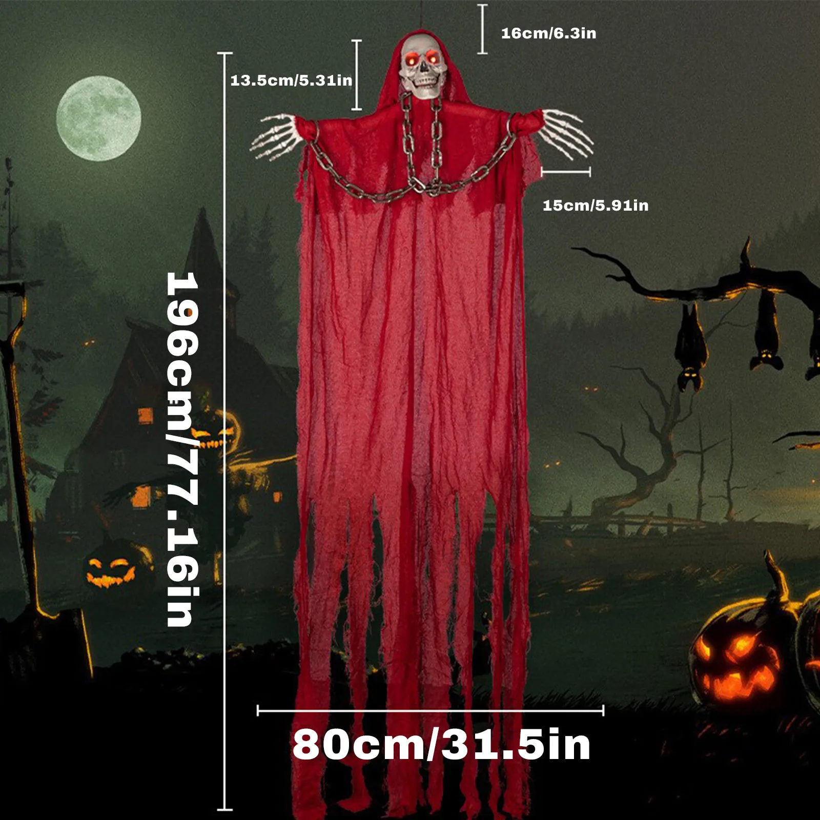 1PC Hangende Grim Reaper Skeletten Decor met Glow in Dark Waterdichte Outdoor Halloween Props voor Spookhuis Feestartikelen