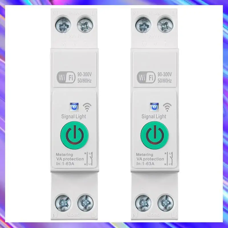 

A24U 2X Tuya Wifi Smart Circuit Breaker 1P+N 63A Din Rail Switch With Electricity Statistics Remote Voice Control For Alexa