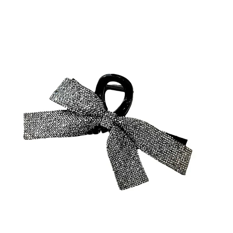 2024 New Sparkling Rhinestone Bow Clip Elegant Women\'s Fashionable High-end Ponytail Hair Clip Headwear