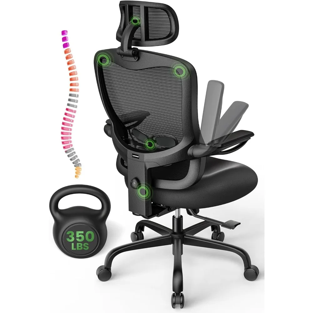 

Ergonomic Office Chair Big and Tall - 6'5 Tall Max, 350Lbs Capacity Computer Desk Chairs Over 10 Hours Comfortable, with Adjusta