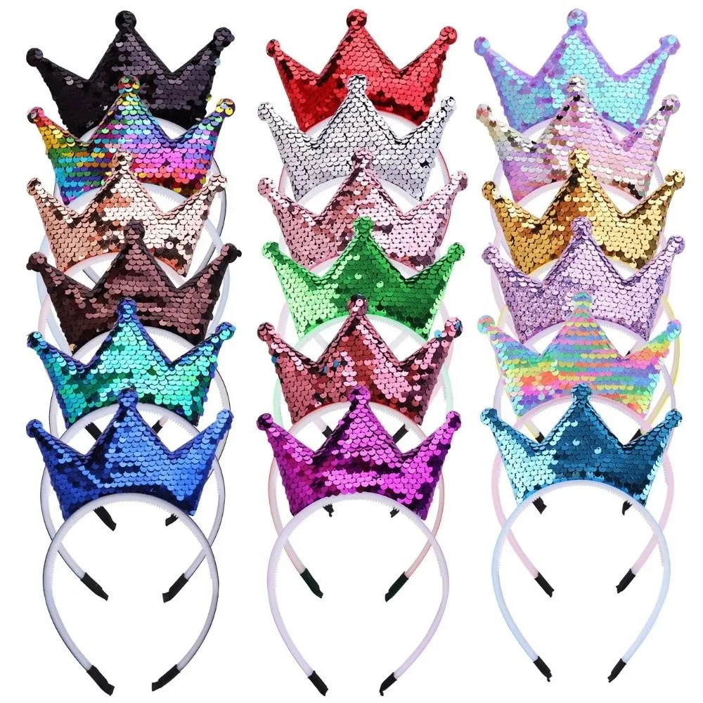 Shiny Crown Headband Princess Sequins Girl Hair Hoop Headpiece Head Hoop Crown Hair Band Fairy Costumes Accessories