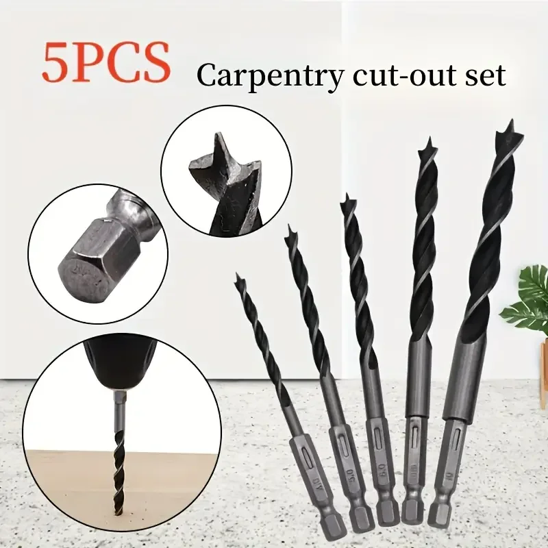 

8pc 3-10mm Three Pointed Woodworking Drill DC Branch Drill Drilling Electric Drill Bit Drilling Twist Drill Tool Plastic Box Set