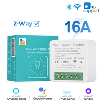 16A eWelink APP Mini WiFi Smart Switch 2 Way Control Smart Home Light Switch Timing Voice Control For Salute Alice Alexa Google