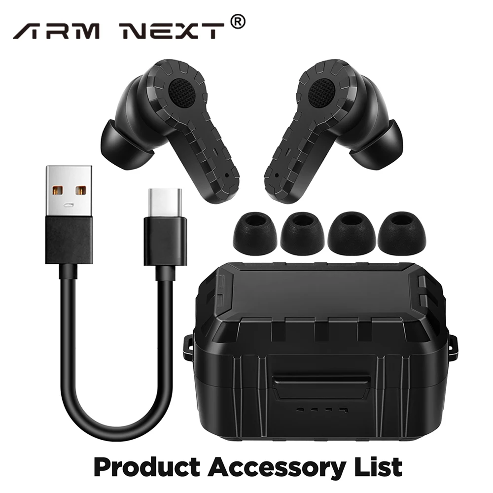 ARM NEXT In-Ear auricolari elettronici protezione da tiro NRR 27dB tappi per le orecchie cancellazione del rumore paraorecchie per la caccia