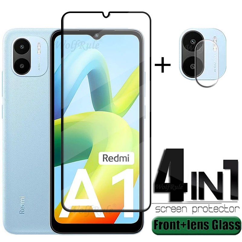 

4-in-1 For Redmi A1 Glass For Xiaomi Redmi A1 Full Cover Glue Protective Film Screen Protector For Redmi A1 Plus 2022 Lens Glass