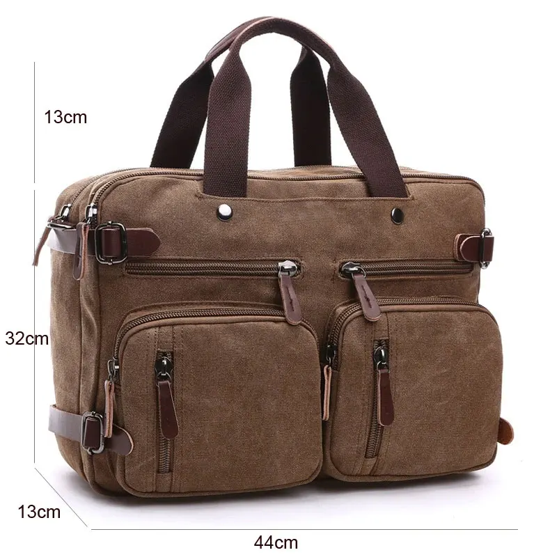 Casual Canvas Bag Business Briefcase Portable Messenger Shoulder Three-use Bag Large Can Hold 17 Inch Notebook Computer Bag