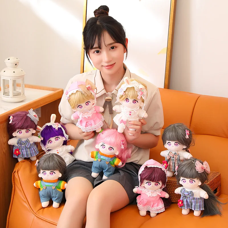 

25cm Kawaii Idol Doll Anime Plush Star Dolls Stuffed Customization Figure Toys Cotton Baby Plushies Toys Can Change Clothes Gift