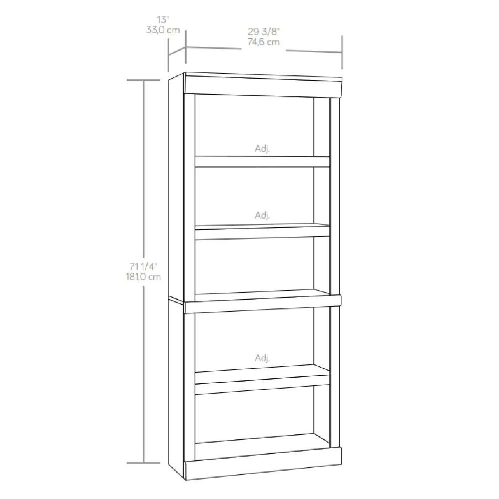 5 Shelf Bookcase Vertical Rustic Gray Wood Customizable Adjustable Shelves Tall Storage Organizer Home Office Display Furniture