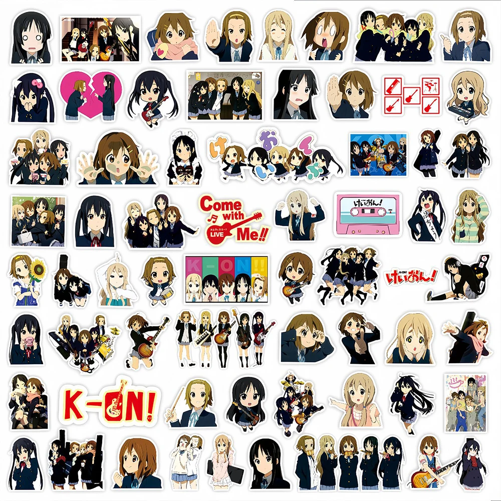 10/35/75pcs Kawaii Girls K-on K-on Anime Stickers Yui Mio Ritsu Sticker Scrapbooking Luggage Laptop Kotobuki Tsumugi Decal Toys