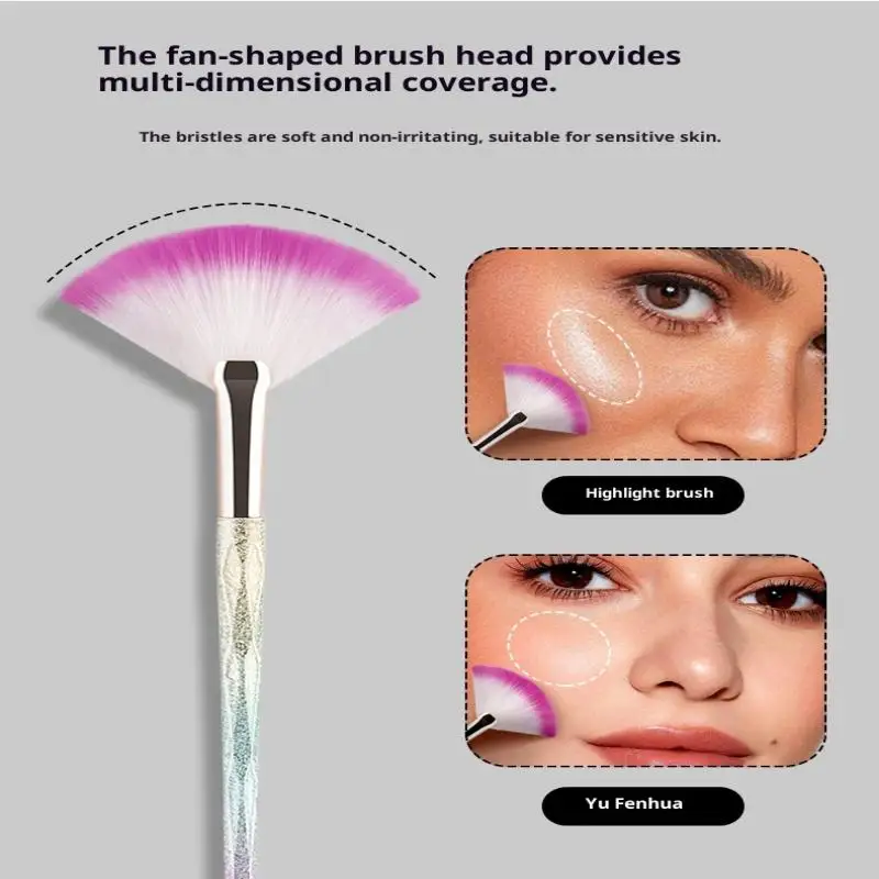 Picture 4: ●Large Flat Highlight Blush Fan-Shaped Makeup Brush Powder Loose Powder Face Brush Korean Soft Cosy Even Color Tools For Women
