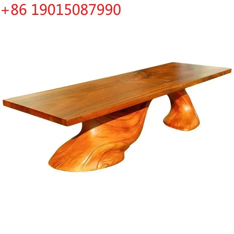 Solid wood, boss office conference table 3 meters large flat log custom tea table