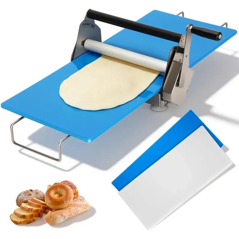 12 Folding Manual Dough Sheeter with 2 Rolling Boards Adjustable Thickness Dough Rolling Machine Compact Stainless Steel